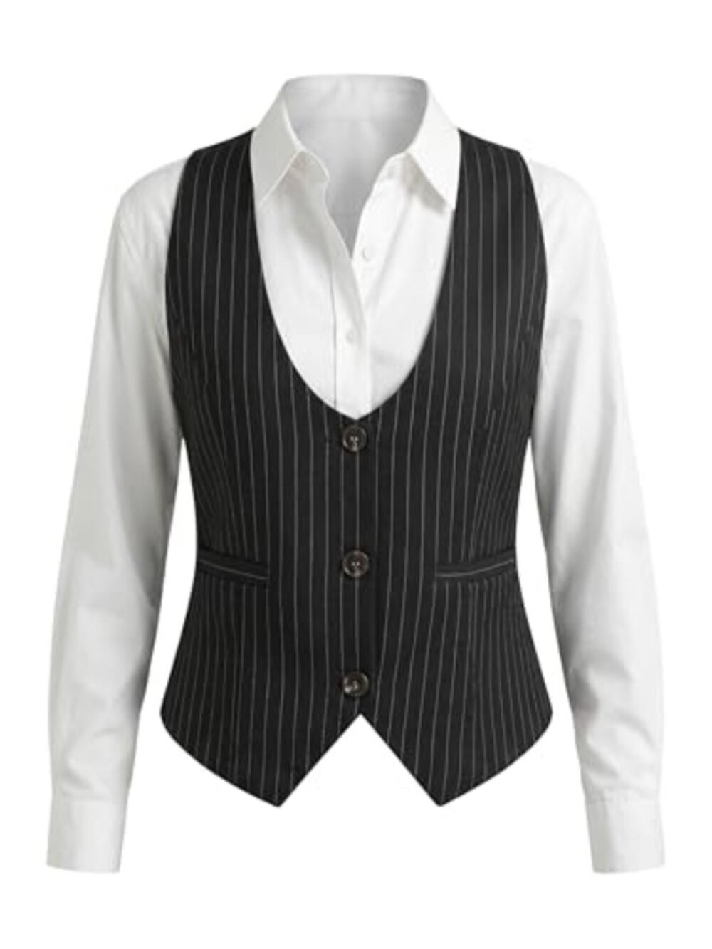 Slimming Plaid Vest Top, U-Neck Sleeveless Fitted Waistcoat, Business Casual